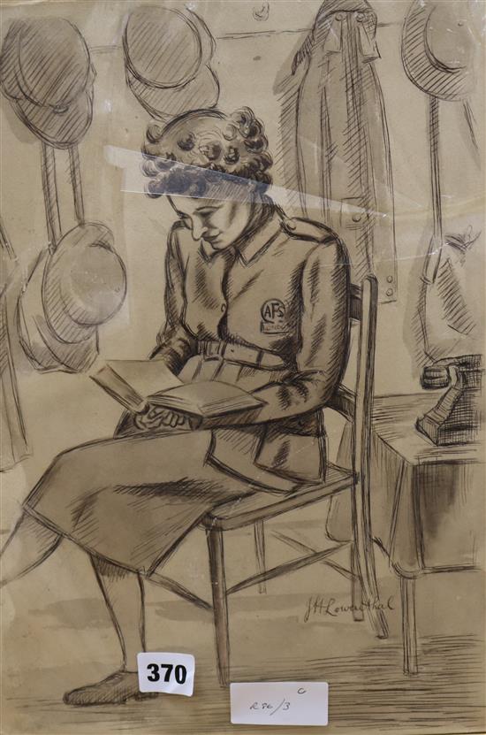 Julia Lowenthal Auxiliary Firewoman 38 x 27cm, unframed